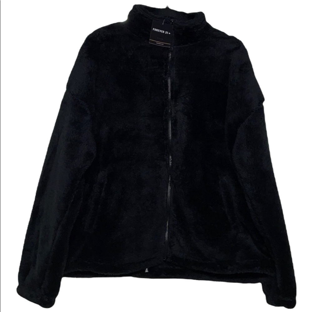 NWT F21 Plus Faux Fur Jacket - Black - Size 0X